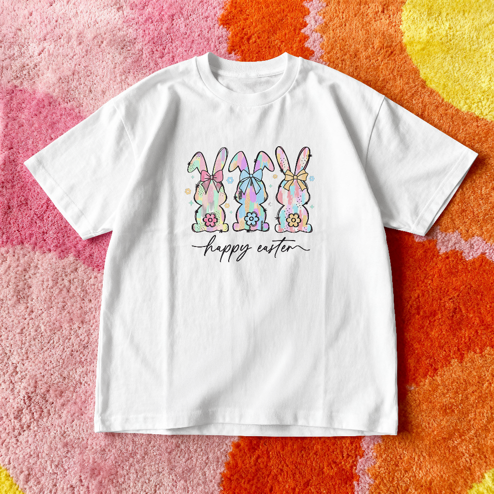 Happy Easter Three Bunnies